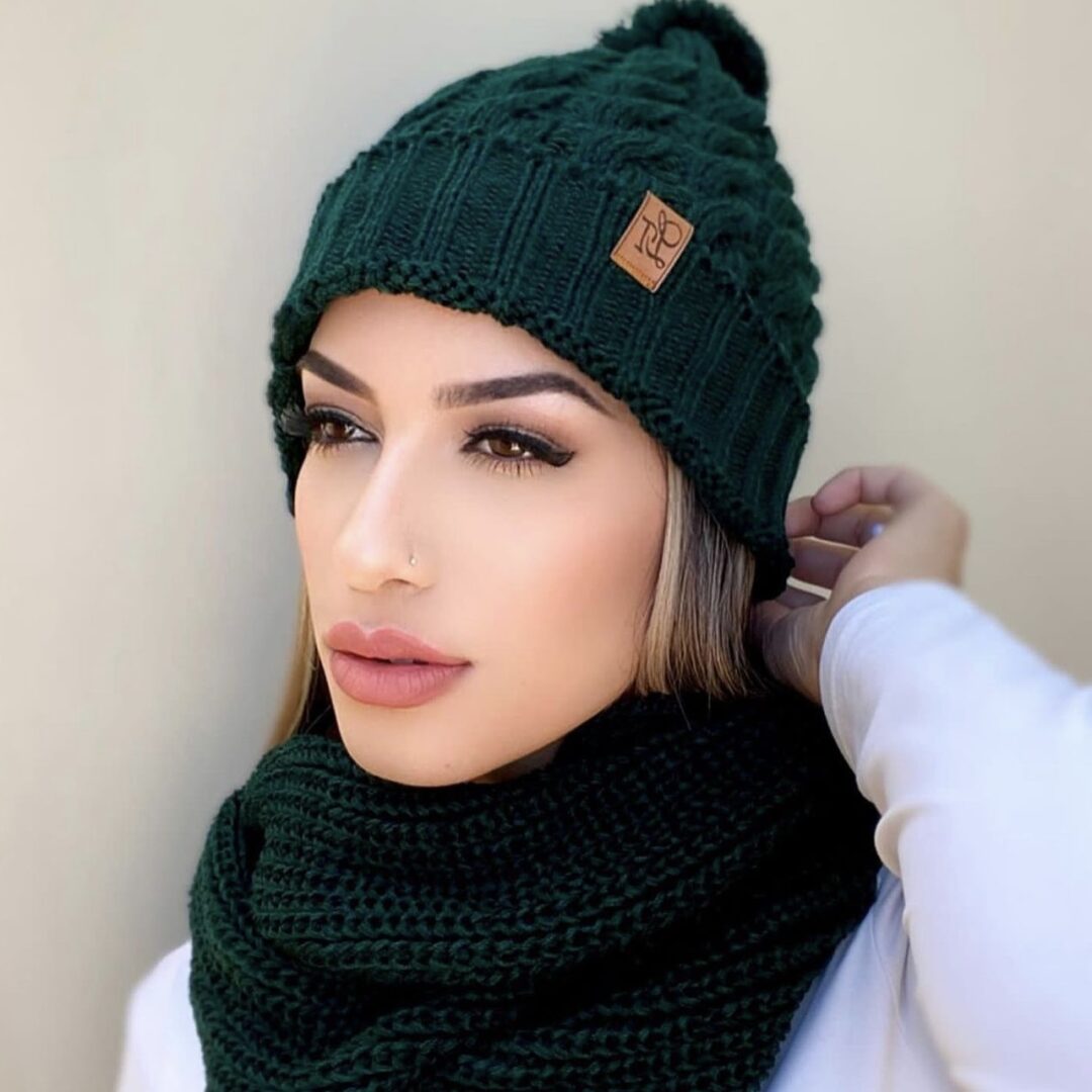 Conjunto Gorro Touca + Gola Cachecol Tricot Lã Macio